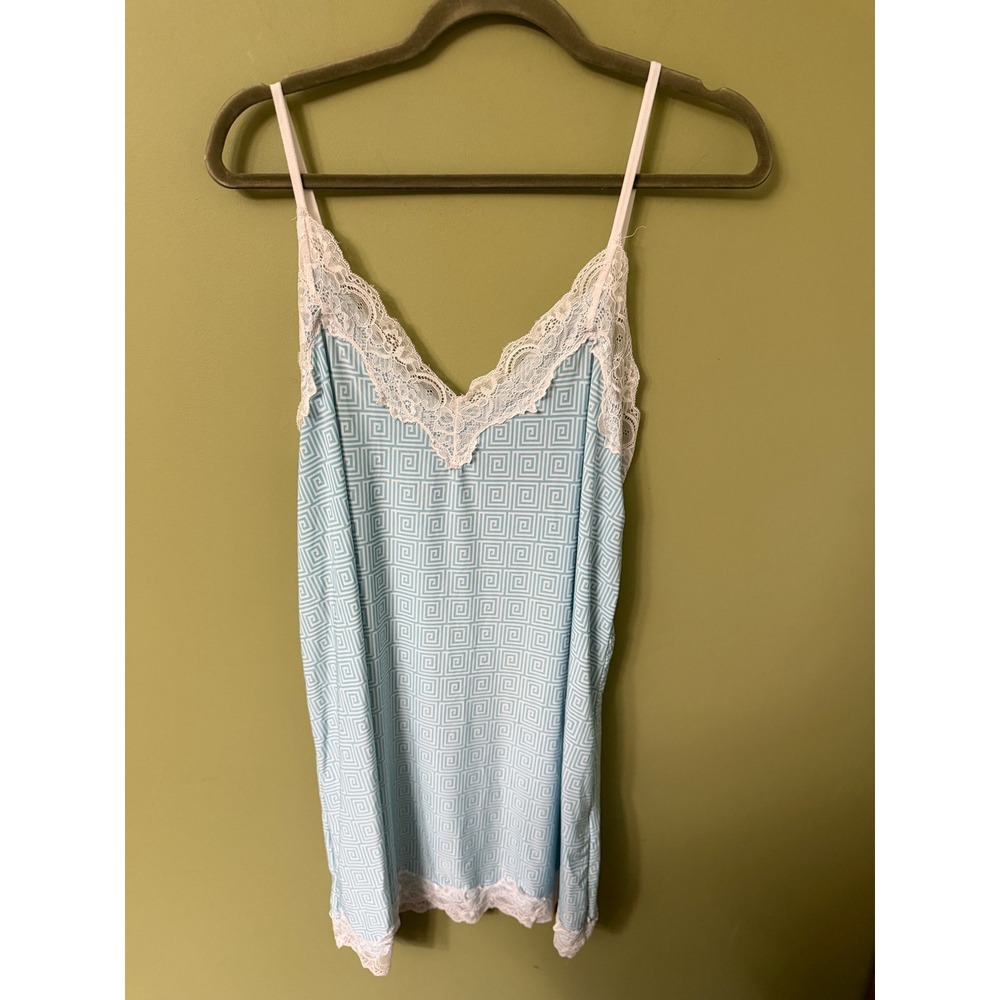 Simply Southern Blue Greek Key Robe and Lace Trim Nightgown Set XXL - Picture 7 of 9